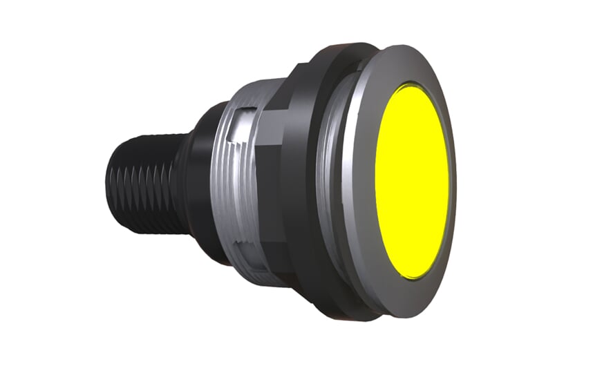 Bouton-poussoir lumineux jaune avec connecteur M12 IP65 / IP67