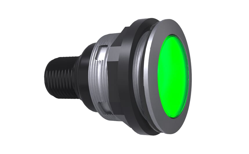 Bouton-poussoir lumineux vert avec connecteur M12 IP65 / IP67