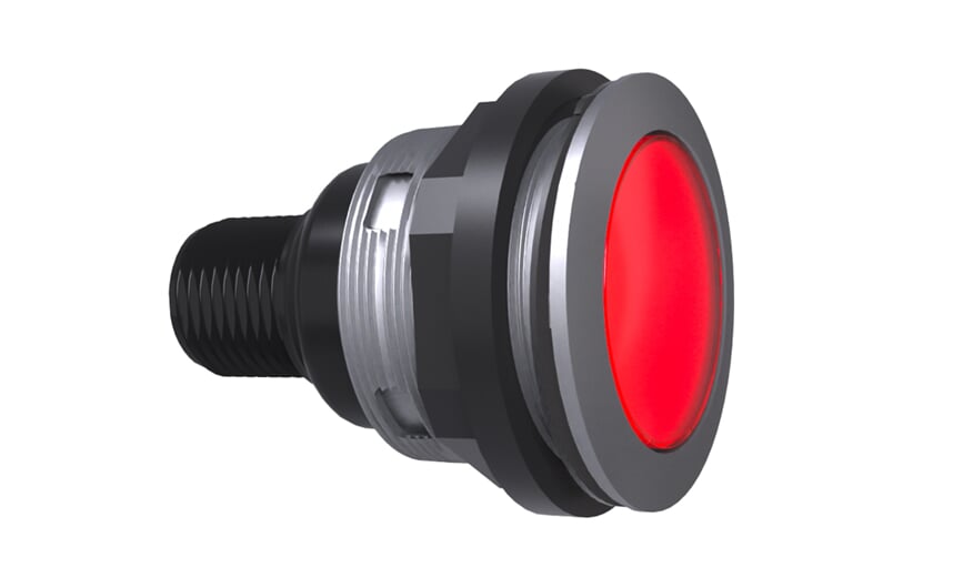 Pulsante illuminato rosso con connettore M12 IP65 / IP67